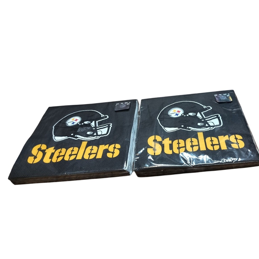 2 Pittsburgh‎ Steelers NFL Football Team Black Paper Napkins 16-2 Ply Party Pack